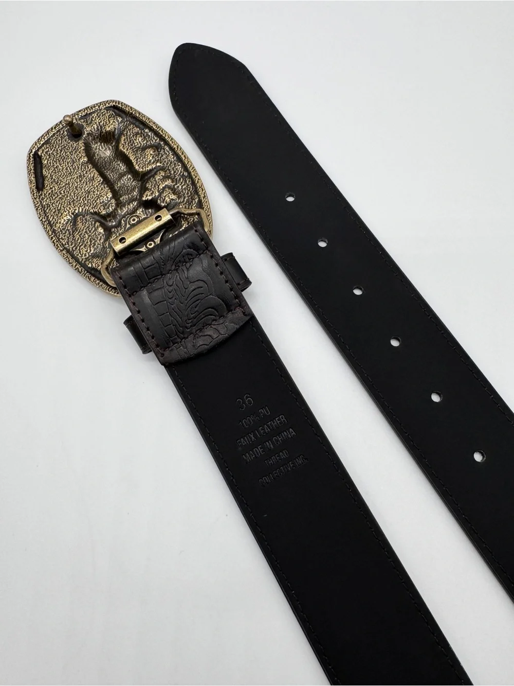 Matix Western Leather Belt 36 NWT Tooled Tooled Floral Deer American Flag Buckle